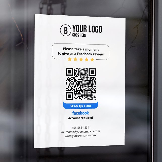 Facebook Reviews QR Code Rate My Business 5 Star Window Cling (Creator Uploaded)