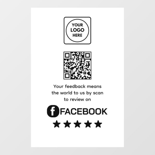 Facebook Reviews QR | Custom Business Scan Sign Wall Decal (Front)