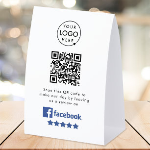 Facebook Reviews Tabletop Sign   QR Table Tent