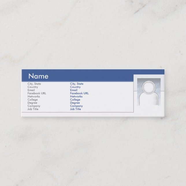 Facebook - Skinny Mini Business Card (Front)
