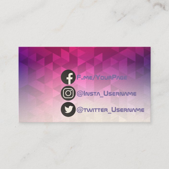 Facebook Twitter Instagram Social Geometric Modern Business Card Zazzle Com