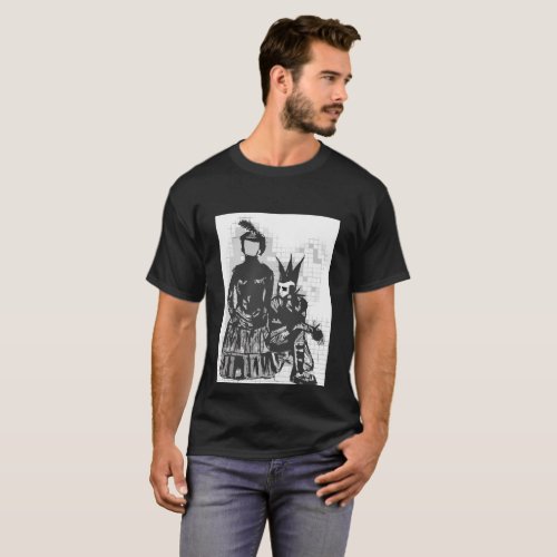 Faceless Goth Woman and Punk Goth Guy Black Shirt