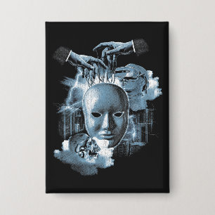 Faceless - Techno-Goth Streetwear Design Button