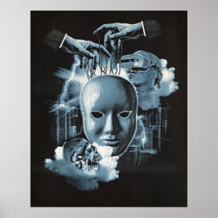 Faceless - Techno-Goth Streetwear Design Poster