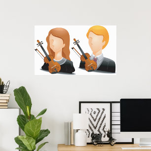 Faceless Violin Players Duo Musician Couple Poster