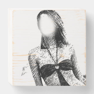 Faceless Woman Wooden Box Sign