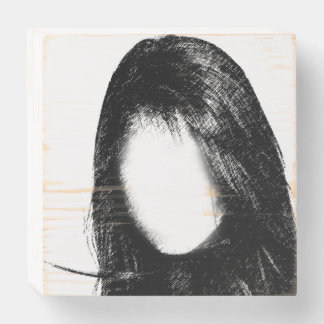 Faceless woman wooden box sign