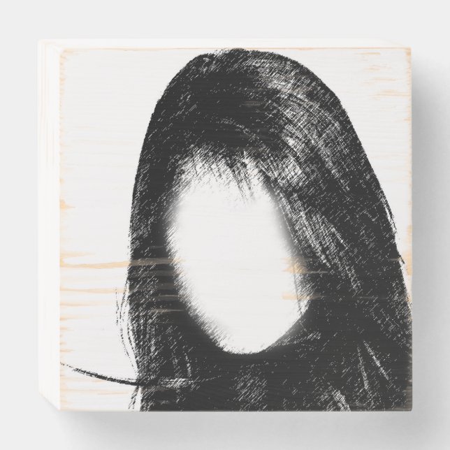 Faceless woman wooden box sign (Front Horizontal)