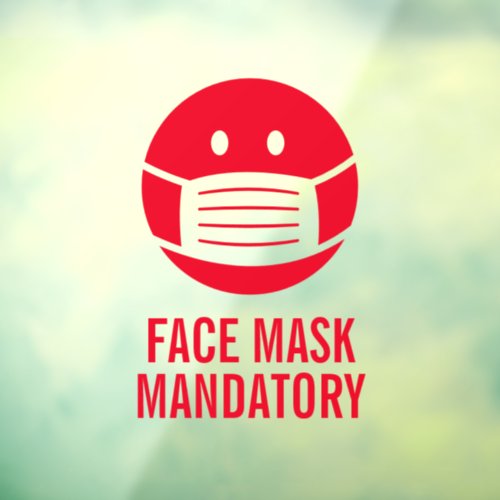Facemask mandatory warning static non adhesive window cling