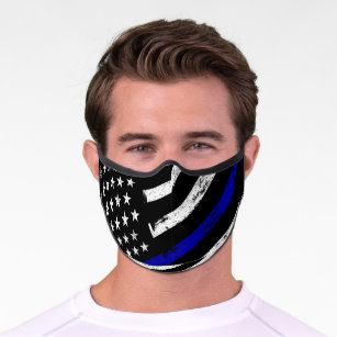Facemask Thin Blue Line Law Enforcement Black USA Premium Face Mask