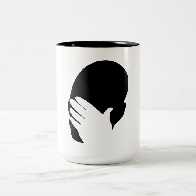 Facepalm meme Two-Tone coffee mug (Center)
