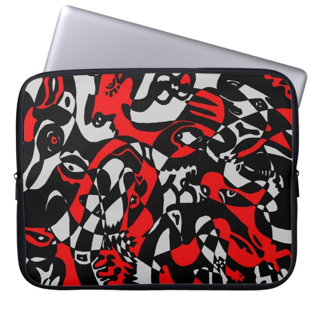 "Faces" Abstract Art Laptop Sleeve (Front)