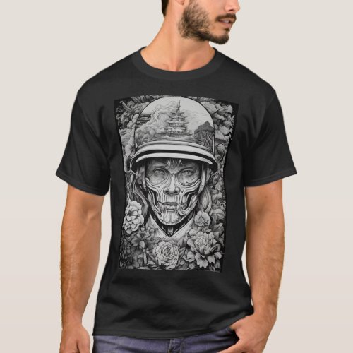 Faces and flowers lowbrow tattoo sketch T_Shirt