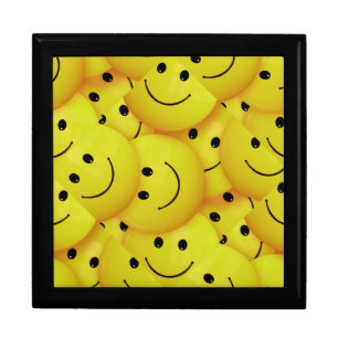 Faces everywhere, smiling faces, gift box