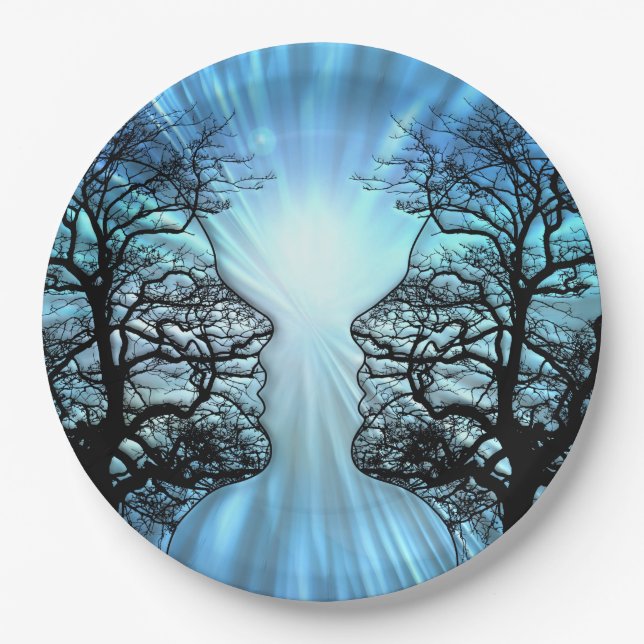 Faces in Trees Look Like Brain Nerves Paper Plates (Front)