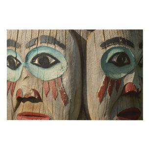 Faces Of A Totem Pole, Alaska Wood Wall Art