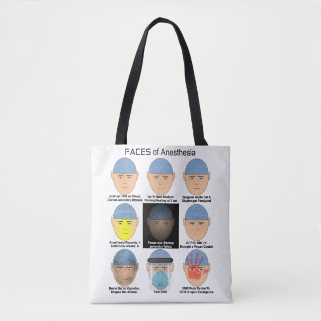 Faces of Anesthesia Tote Bag (Front)