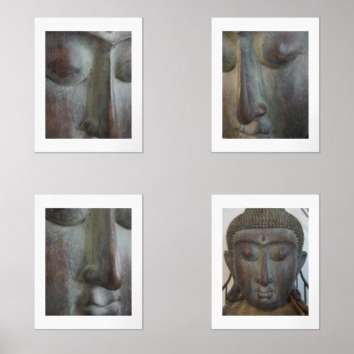 Faces of Buddha set of four Natural