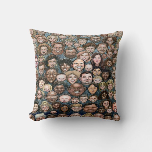 Faces of Humanity Throw Pillow (Front)