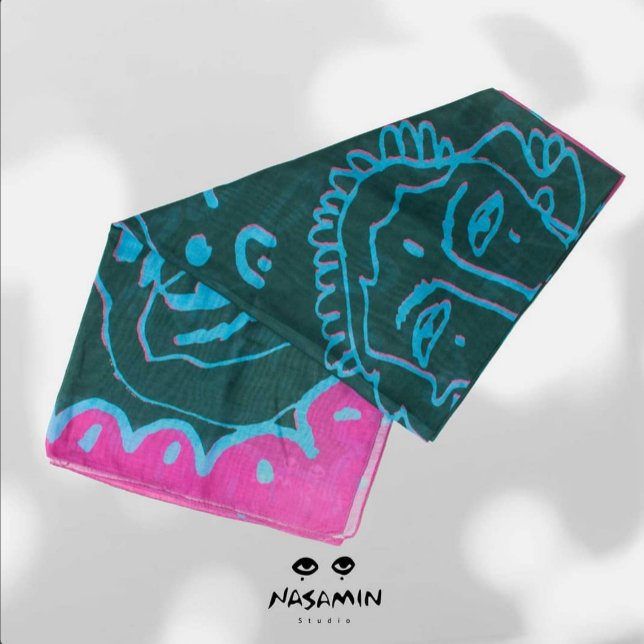 Faces of the Crowd Scarf – Neon Line Art (Creator Uploaded)