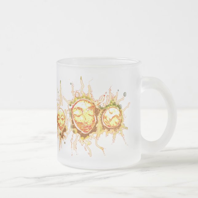 Faces of the Sun Frosted Glass Coffee Mug (Right)