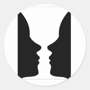 Faces or vase- illusion of two faces like a vase classic round sticker