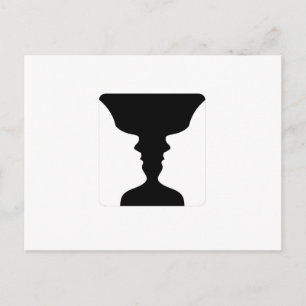 Faces or vase- illusion of two faces like a vase postcard