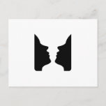 Faces or vase- illusion of two faces like a vase postcard