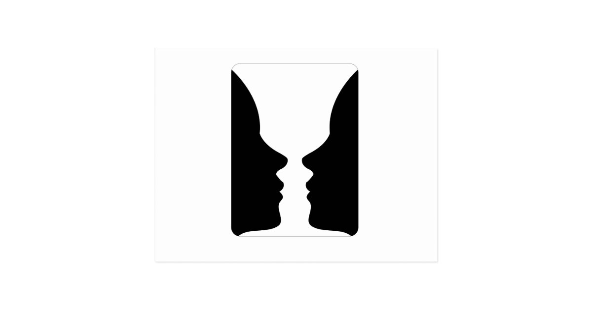 Faces Or Vase Illusion Of Two Faces Like A Vase Postcard Zazzle Com