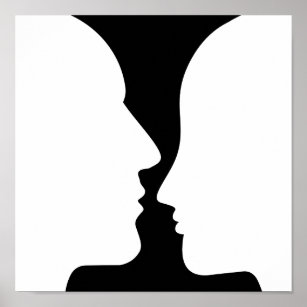 Faces or Vase? Optical Illusion Poster