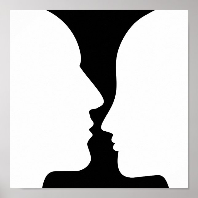 Faces or Vase? Optical Illusion Poster (Front)