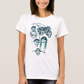 faces print white T-Shirt