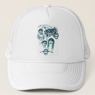 faces print white trucker hat