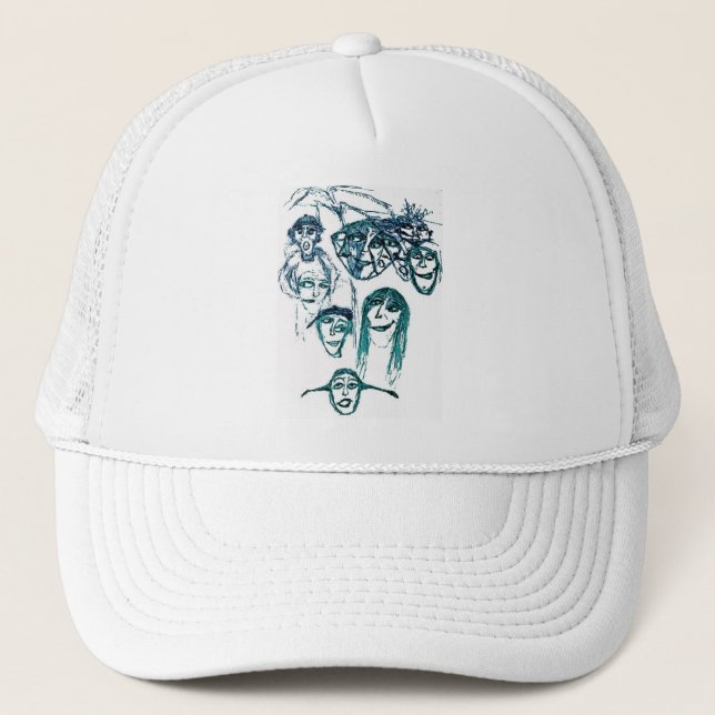 faces print white trucker hat (Front)