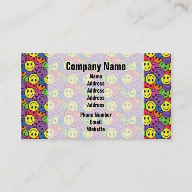 Faces Retro Hippy Pattern Business Card (Front)