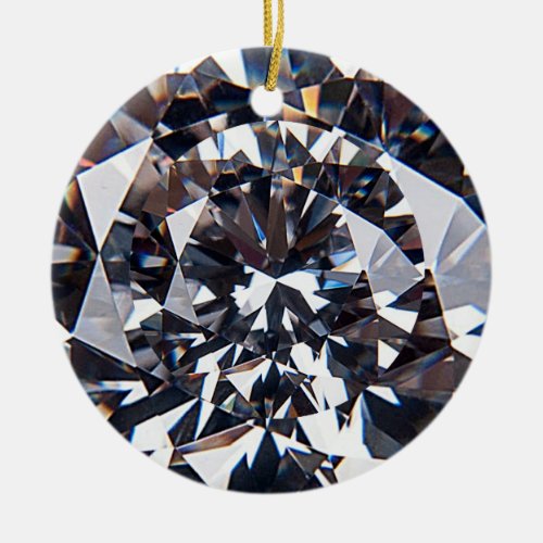 Faceted Elegant Diamond Gem Image Ceramic Ornament