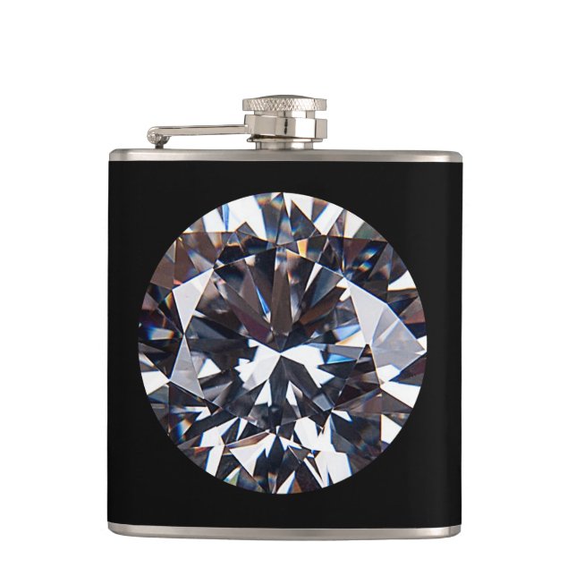 Faceted Elegant Diamond Gem Image Flask (Front)