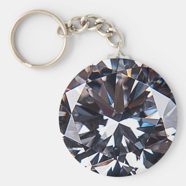 Faceted Elegant Diamond Gem Image Keychain (Front)