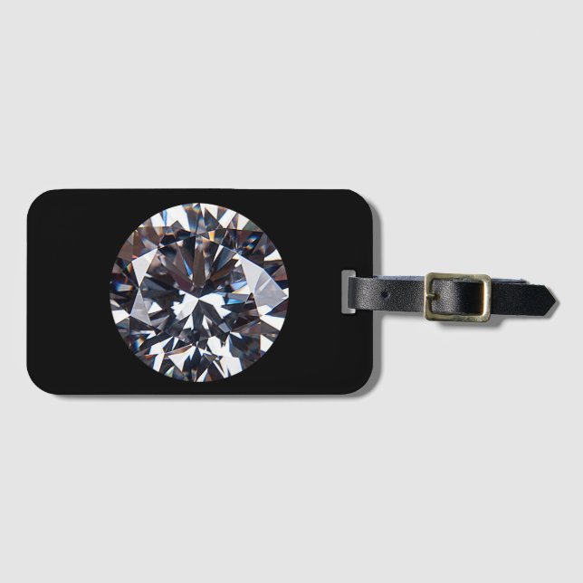 Faceted Elegant Diamond Gem Image Luggage Tag (Front Horizontal)