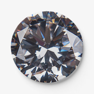 Faceted Elegant Diamond Gem Image Paper Plates