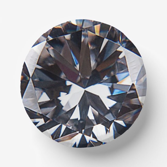 Faceted Elegant Diamond Gem Image Paper Plates Paper Bowls (Front)