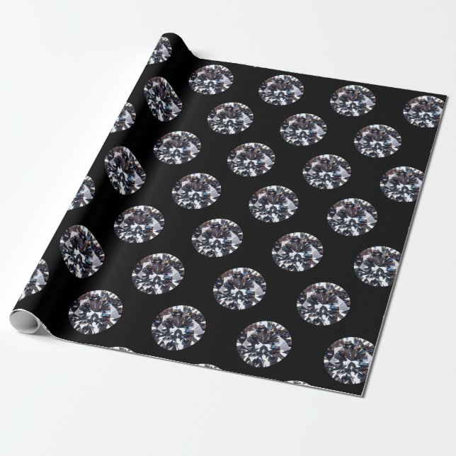 Faceted Elegant Diamond Gem Image Pattern Wrapping Paper (Unrolled)