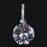 Faceted Elegant Diamond Gem Image Pet ID Tag<br><div class="desc">A beautiful faceted diamond gemstone realistic image gives an elegant sparkle,  as if it is ready to be installed in an engagement ring or other jewelry. Customize by adding a name or text,  as desired. You may also change the background color on some products.</div>