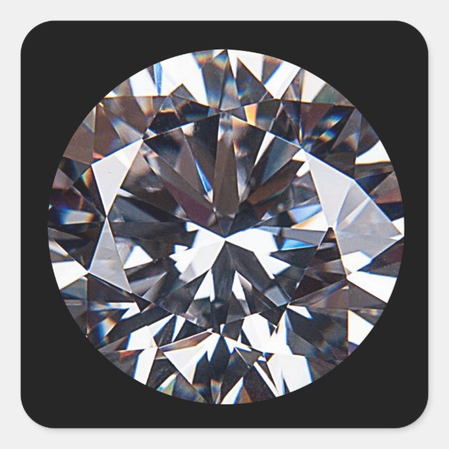 Faceted Elegant Diamond Gem Image Square Sticker (Front)