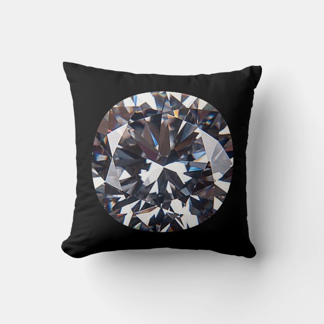 Faceted Elegant Diamond Gem Image Throw Pillow (Front)