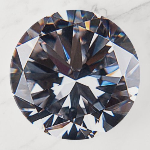 Faceted Elegant Diamond Gem Image Trinket Tray