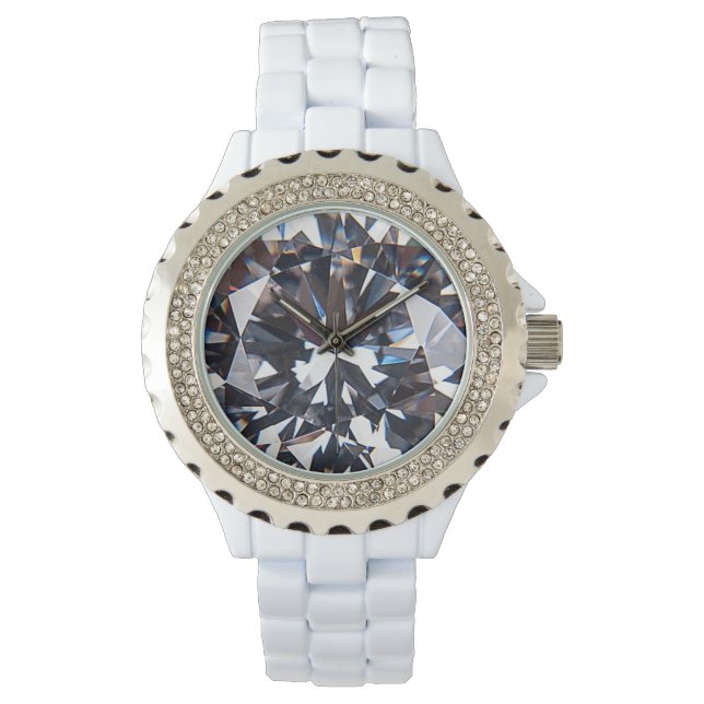 Faceted Elegant Diamond Gem Image Watch (Front)