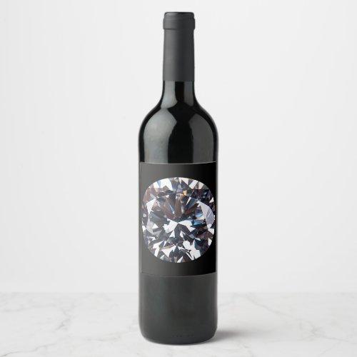 Faceted Elegant Diamond Gem Image Wine Label