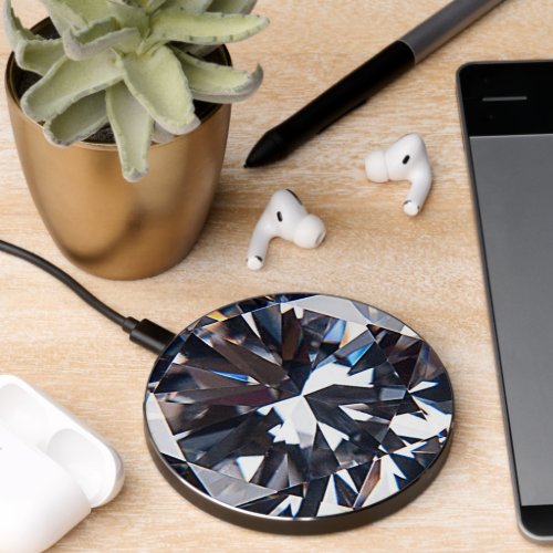 Faceted Elegant Diamond Gem Image Wireless Charger