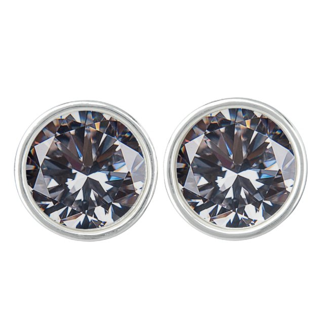 Faceted Elegant Diamond Image Cufflinks (Front)